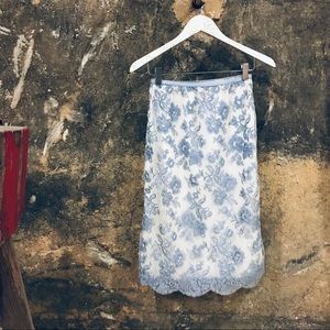 Vintage lace slip skirt periwinkle blue